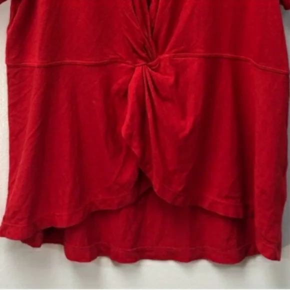 Free People Red Choker Neckline V Opening Knotted Bodice Top size S - Picture 6 of 8